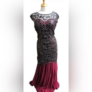 Pretty Guide Size XL Mermaid Aesthetic Red/Wine Dress Black Sequins